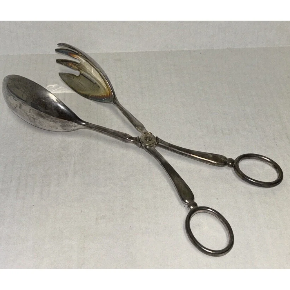 Princess House Salad Serving Tongs 10 Inch Silver Plated Vintage Grandmacore